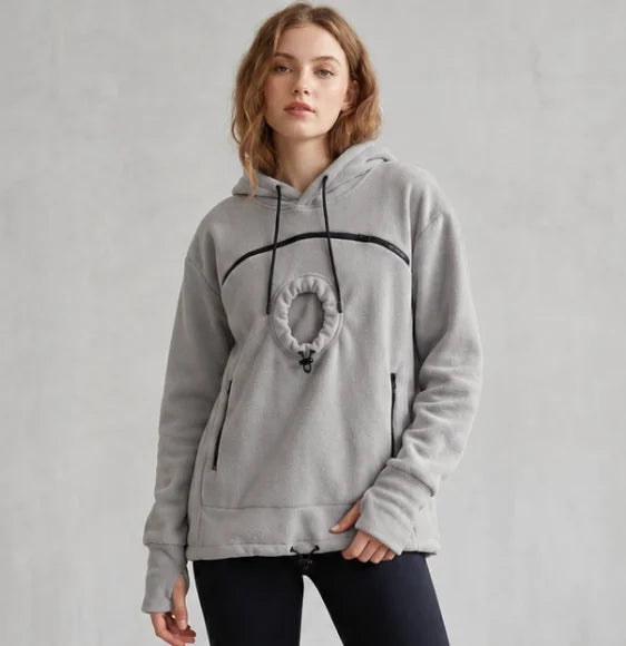 Gray pet pouch hoodie