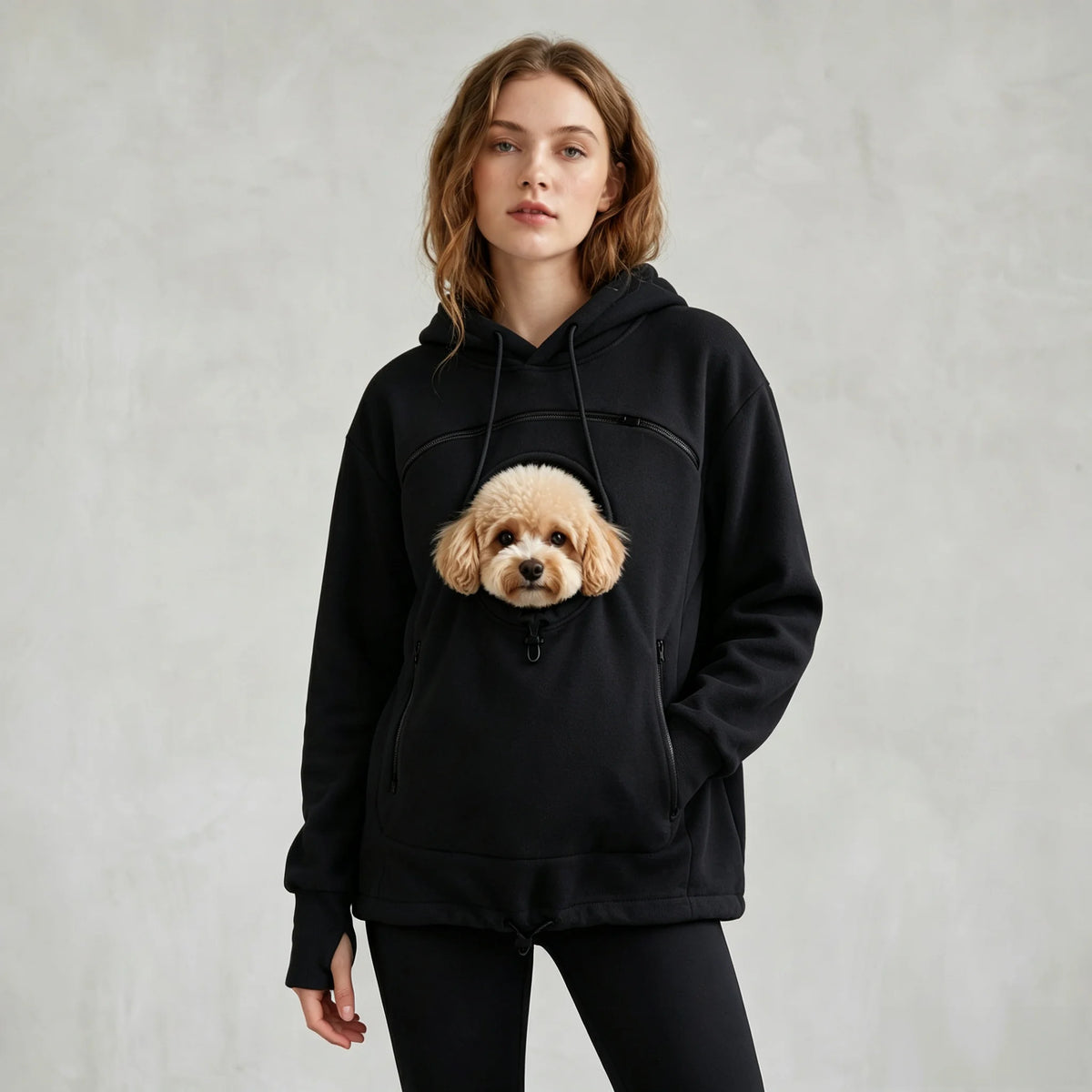 Black pet pouch hoodie