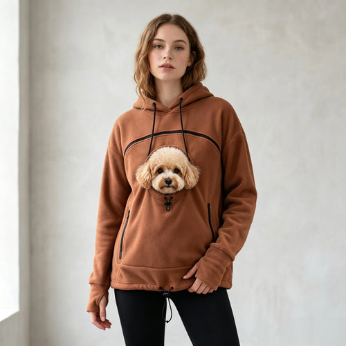 Brown pet pouch hoodie
